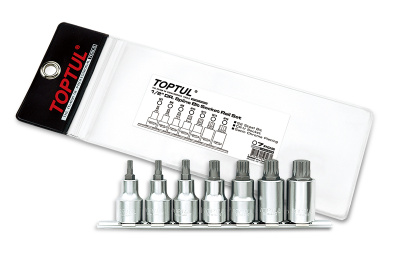 Набор торцевых головок 1/2" Spline 1/2" M5-M16 L=55 мм на планке 7 предметов TOPTUL